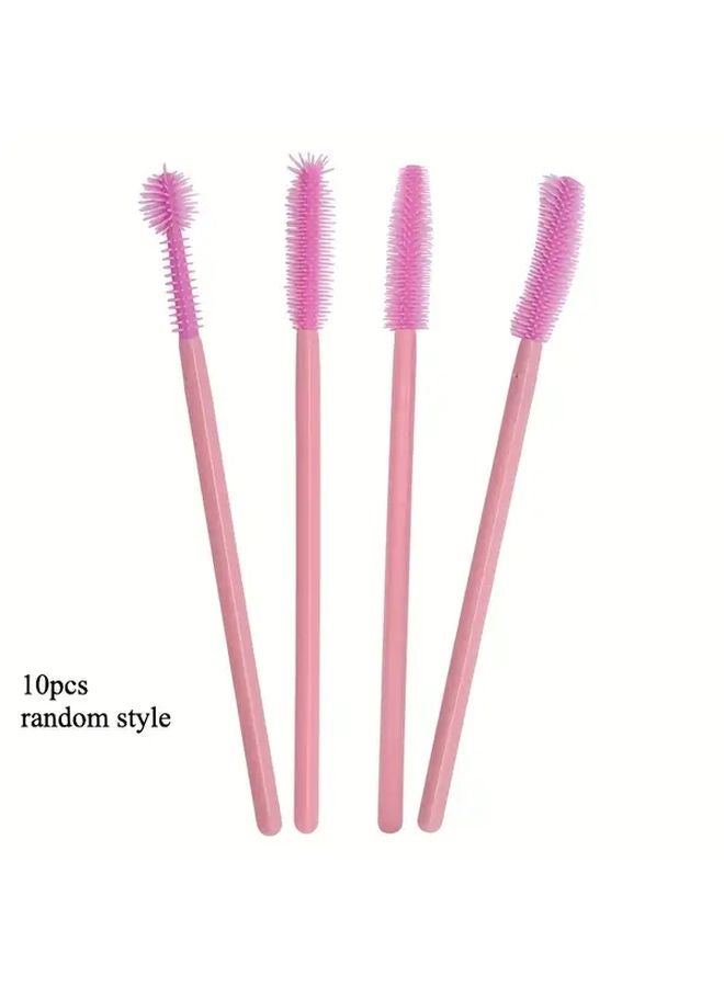 10pcs Pink Disposable Eyelash Brushes Soft Head Mascara Wands For Lash Extensions - Image 2